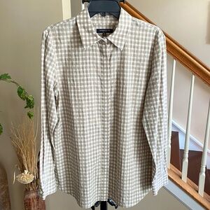 Lafayette 148 Women's Button Down Shirt Gingham Plaid Size M